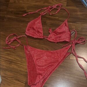 SHEIN Sparkling Red Bikini Set